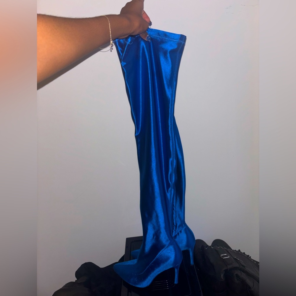 Electric Blue Knee High Boots